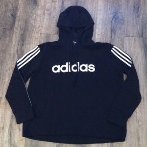 2XL Black Adidas hoodie with stripes down the arm